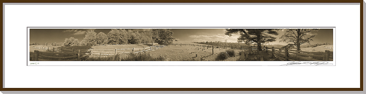 Framed and matted 360 degree panoramic photograph | Wyatt Cemetery | Blue Ridge Mountains | North Carolina | James O. Phelps | 360 Degree Panoramic Photography